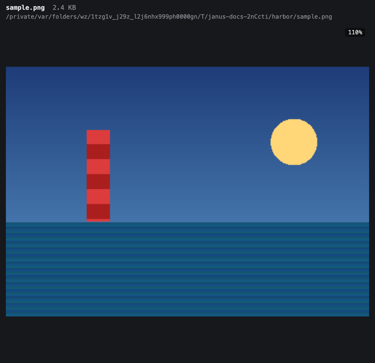 An image tab: the metadata header above the image, with the zoom percentage indicator visible in the corner.