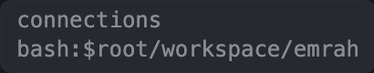 The connections panel of a workspaced agent, showing its shell running in the workspace clone's directory.